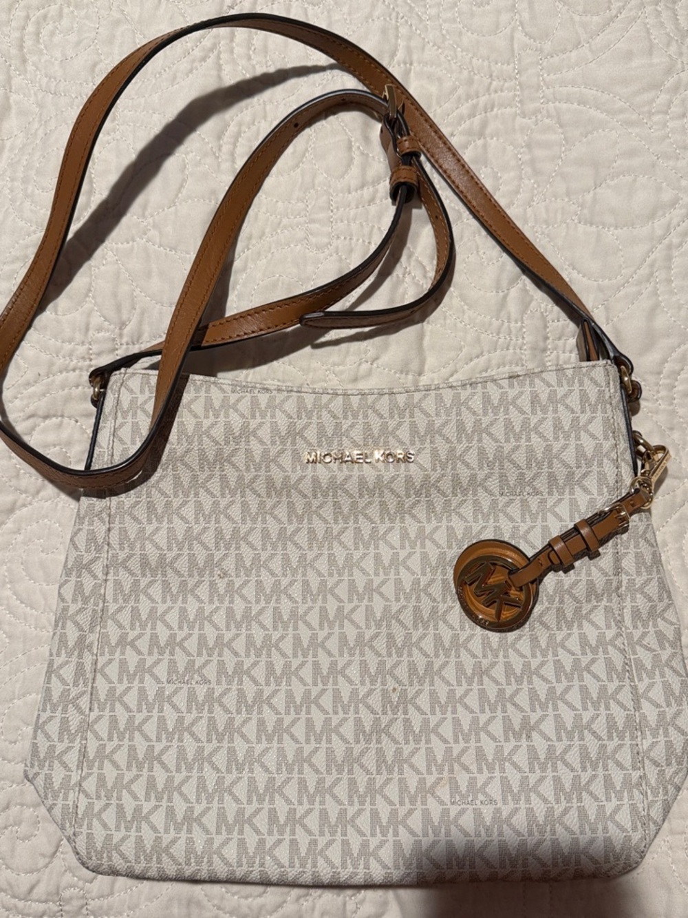 Michael Kors Vanilla Crossbody with Acorn Trim and MK Charm